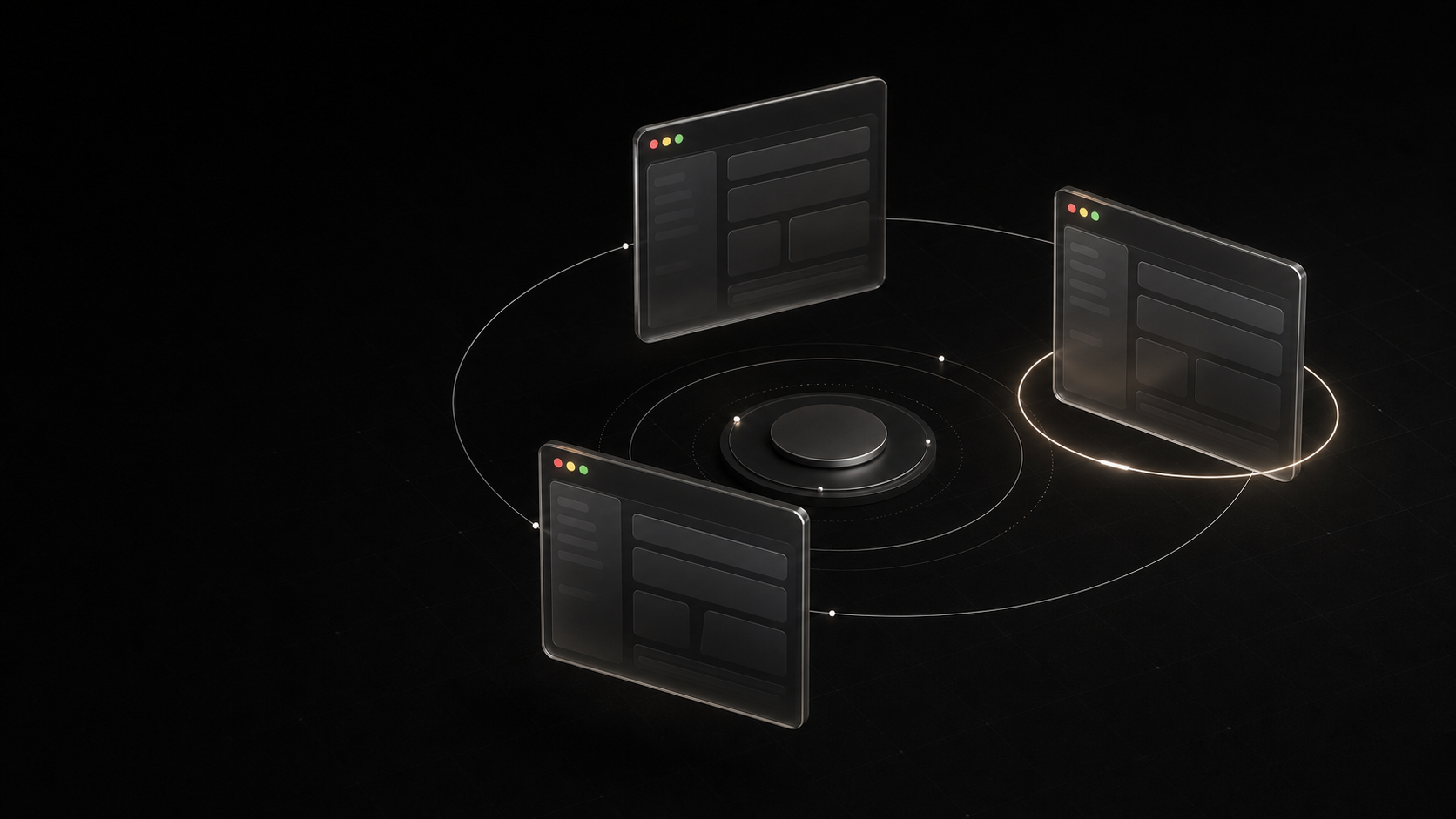 Three isolated profile windows orbiting an Open Profile Manager control plane